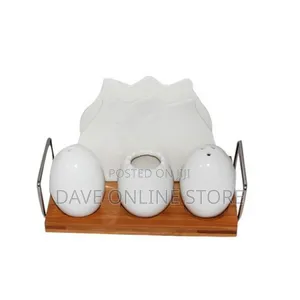Pepper, Salt Shaker, Napkin, Toothpick Holder Set - Brown