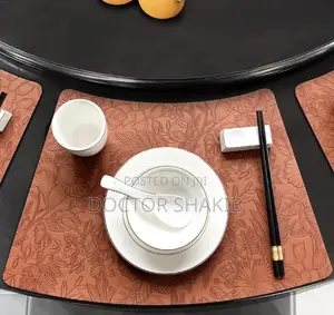 Chinese Style Leather Fan-Shaped Placemats
