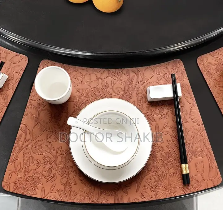 Chinese Style Leather Fan-Shaped Placemats