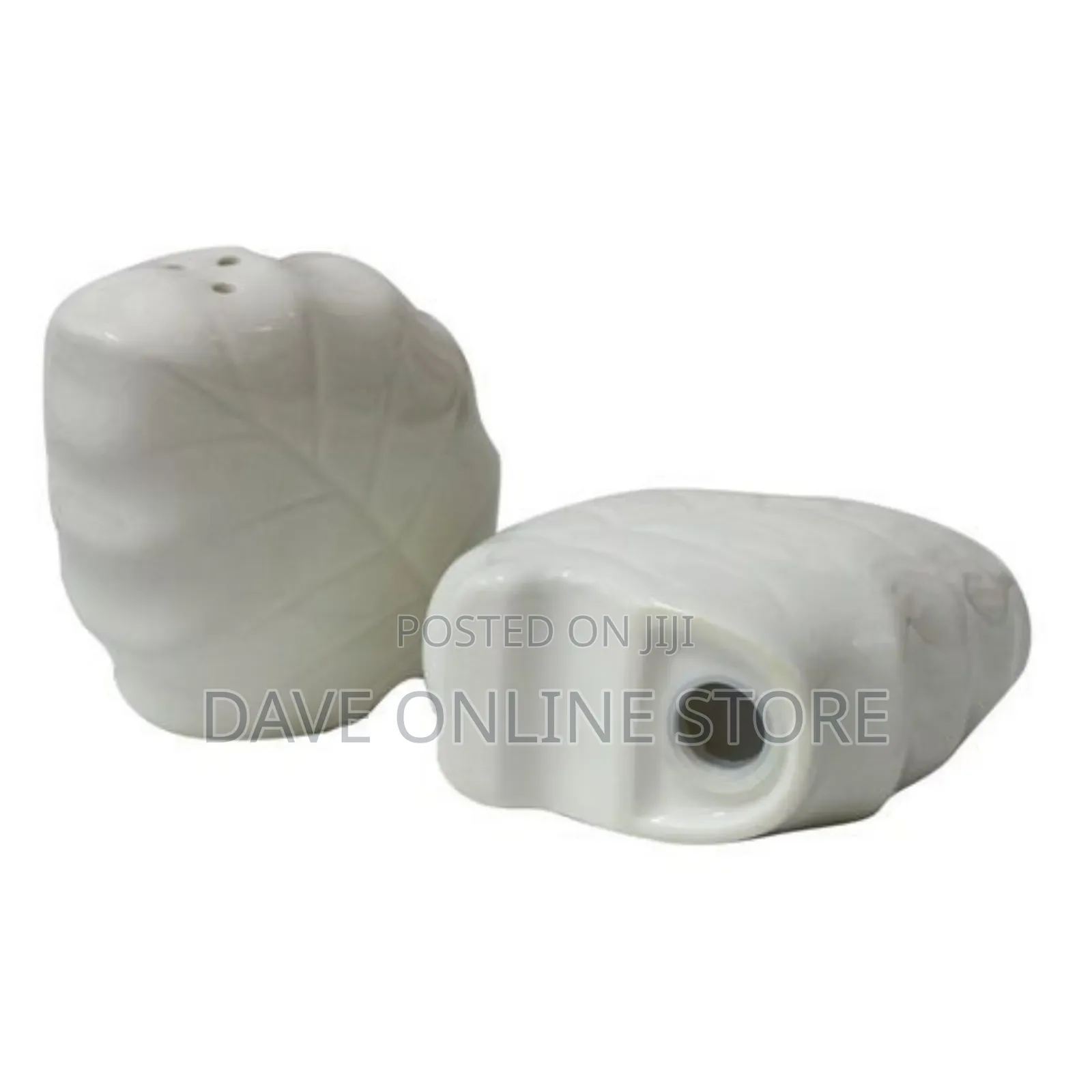 Leaf Pepper and Salt Shaker With Saviet Holder-White