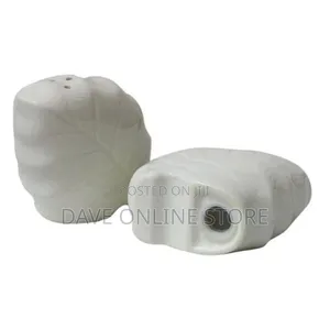 Leaf Pepper and Salt Shaker With Saviet Holder-White