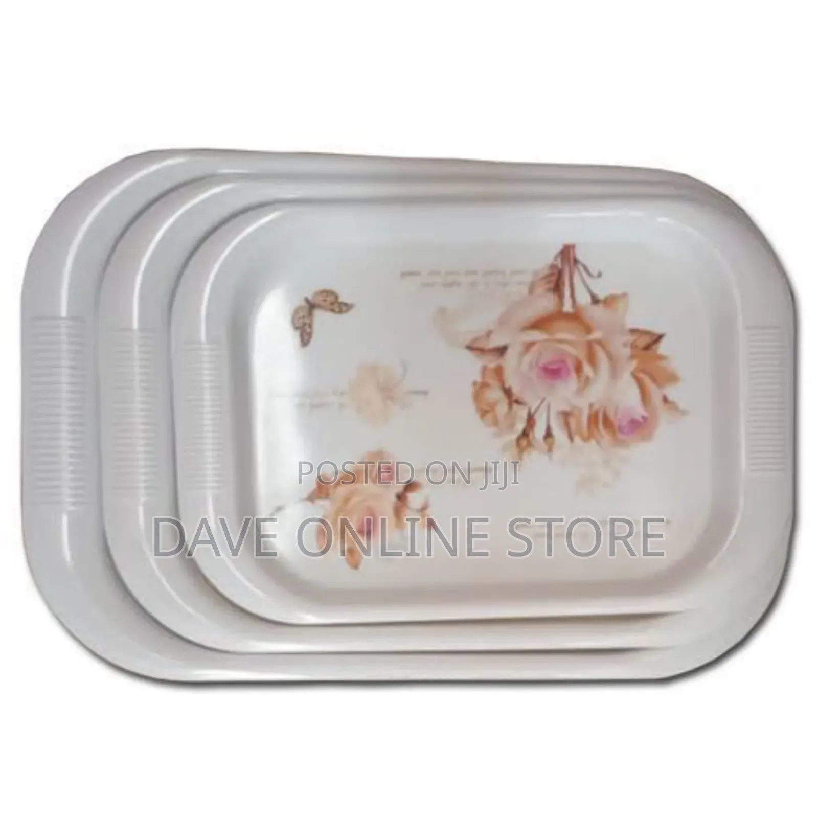 3 Floral Trays for Serving Breakfast Food Drinks -