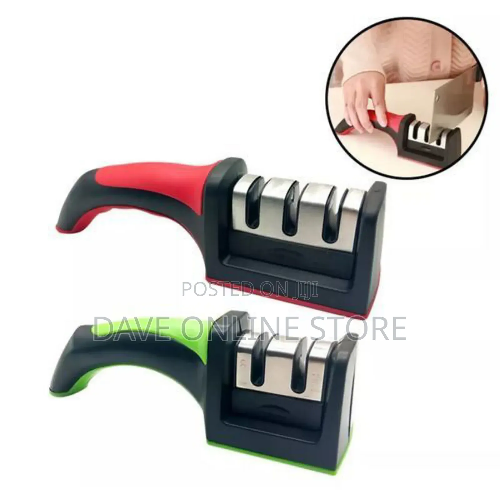 Manual Kitchen Knife Sharpener -Green Black Red