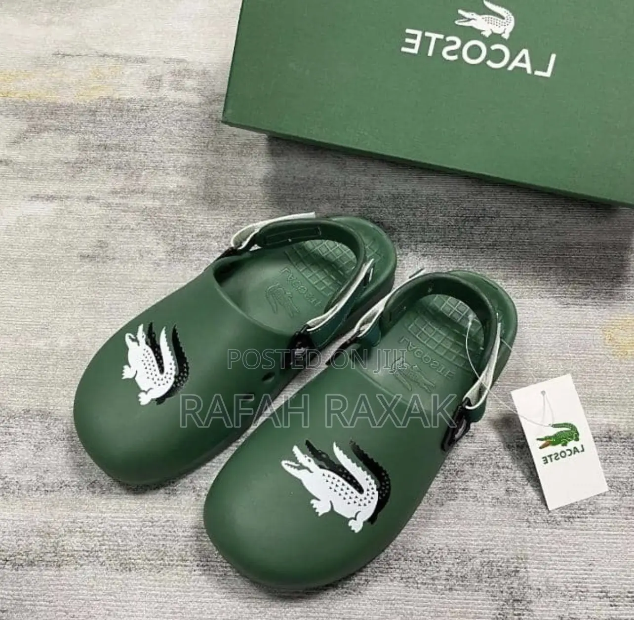 Original Green Lacoste Calm Mule Rubber Sandals
