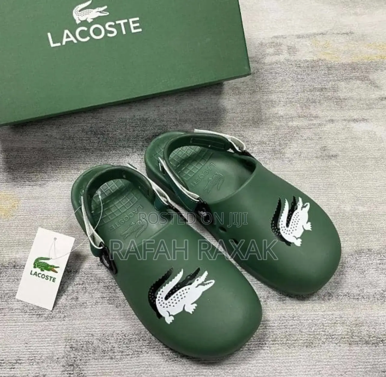 Original Green Lacoste Calm Mule Rubber Sandals
