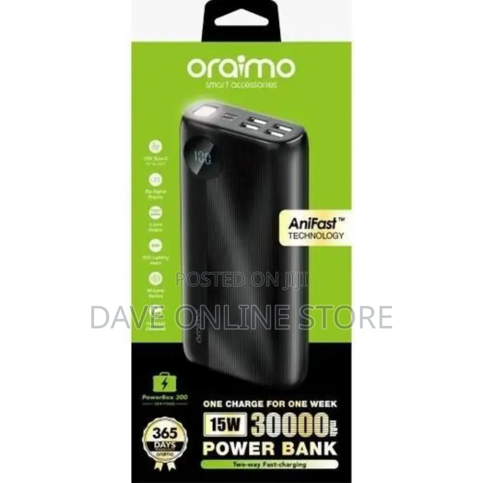 Oraimo Fast-Charging 30,000mah Power Bank, Ultra-Slim -