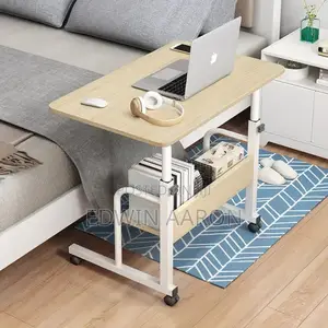 Adjustable Laptop Table With Lower Shelves