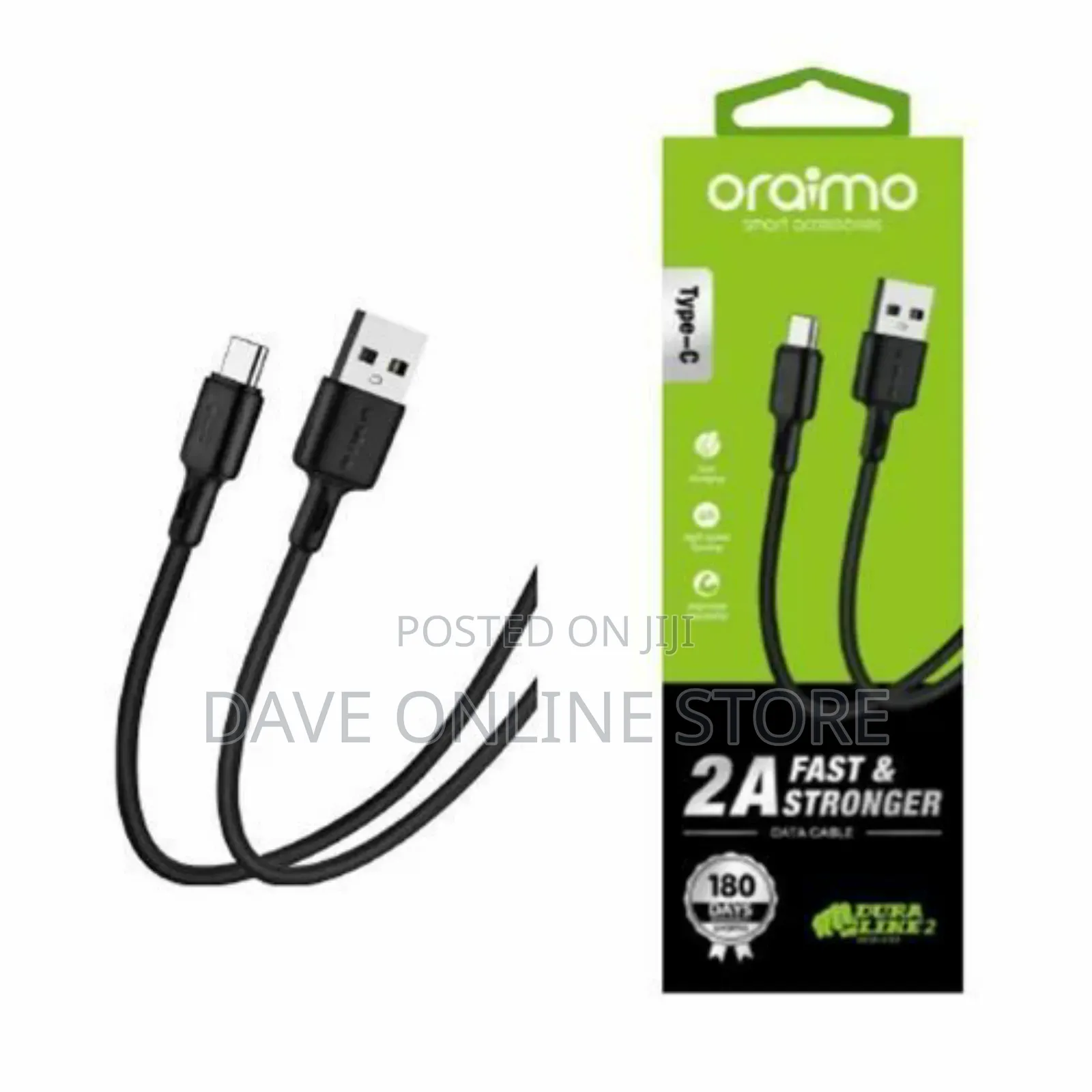 Oraimo Type C Data Transfer and Fast Charge Cable-Black
