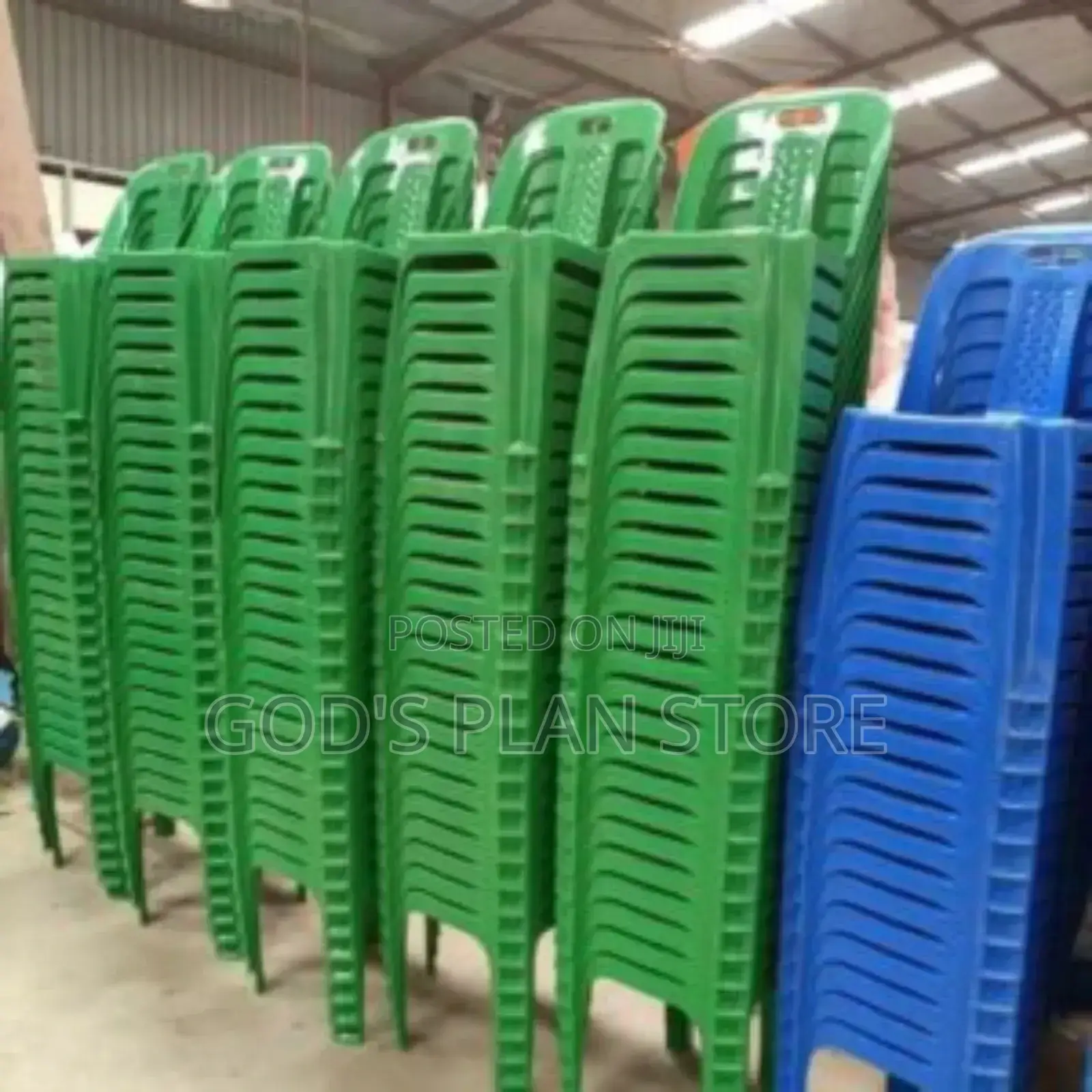 Green And Blue Plastic Chairs