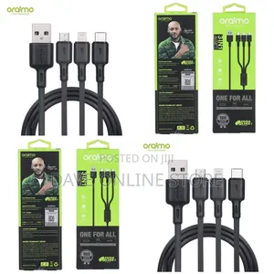 Oraimo 3in1 USB Type C,USB Charging Data Cable - Black