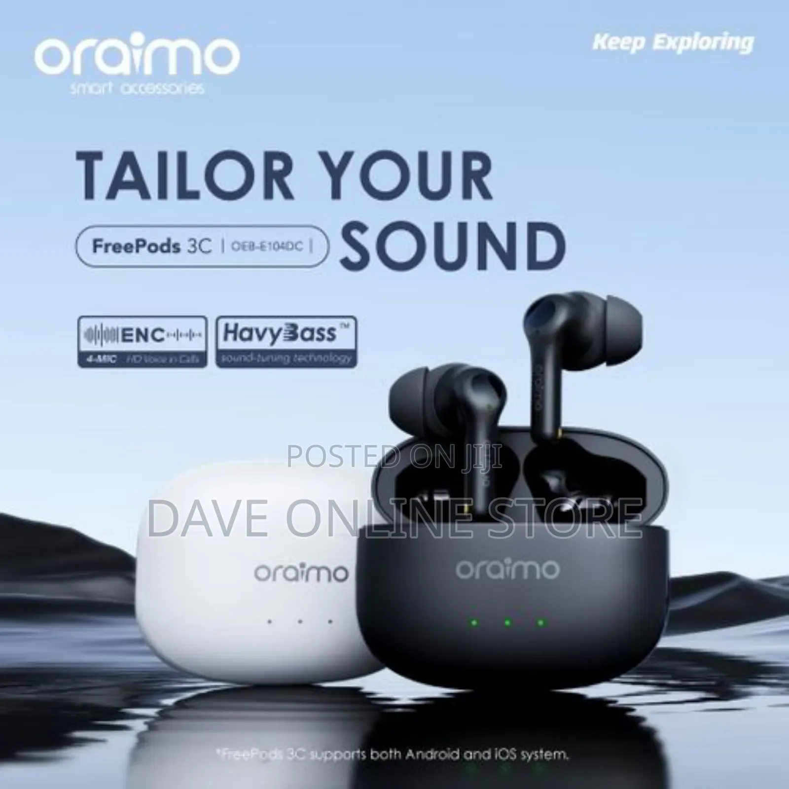 Oraimo Freepods 3C ENC Calling Noise Cancellation Earbuds