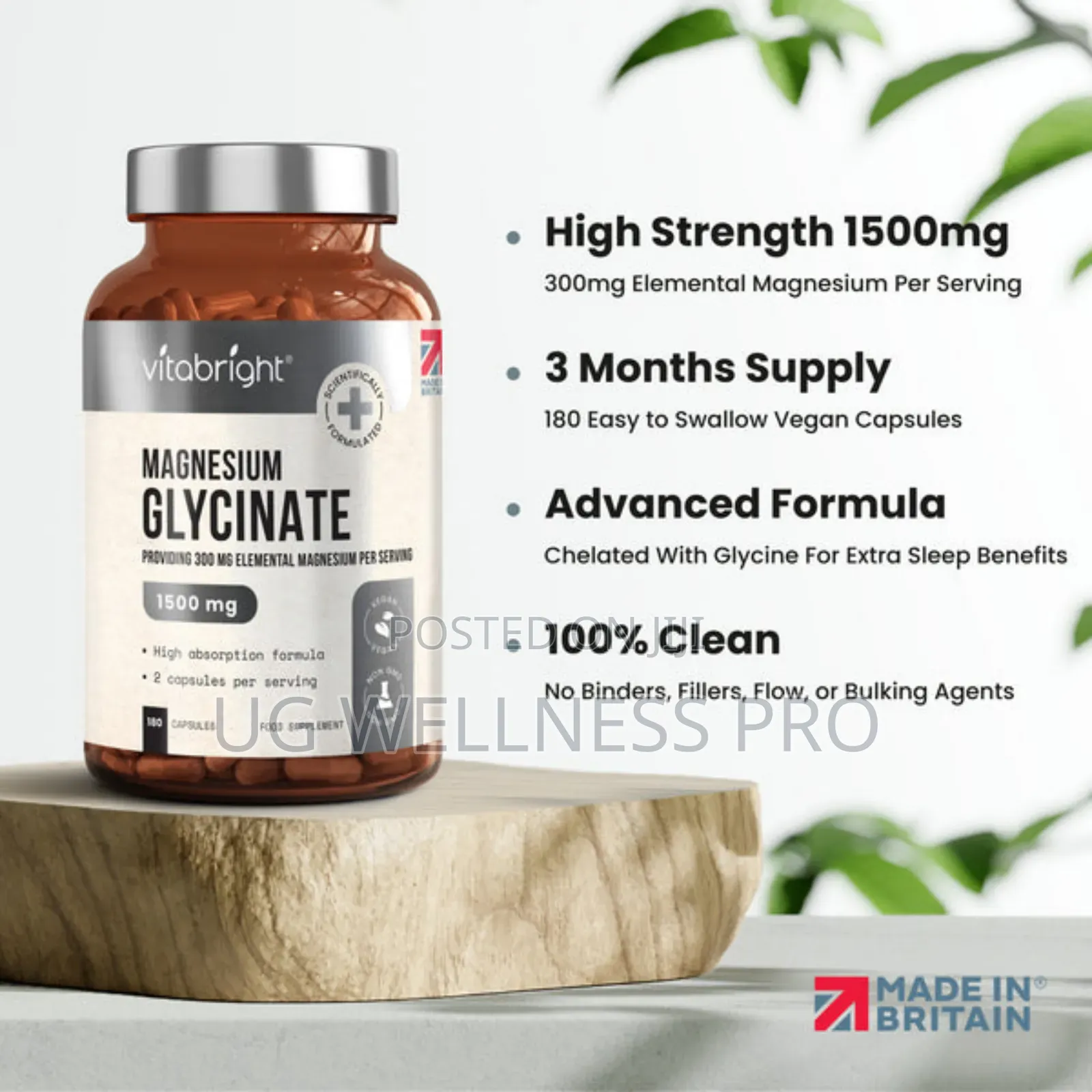 Vitabright Magnesium Glycinate - 1500mg High Strength