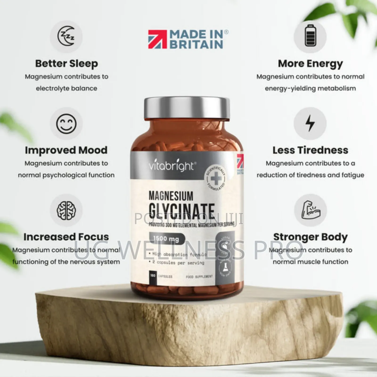 Vitabright Magnesium Glycinate - 1500mg High Strength
