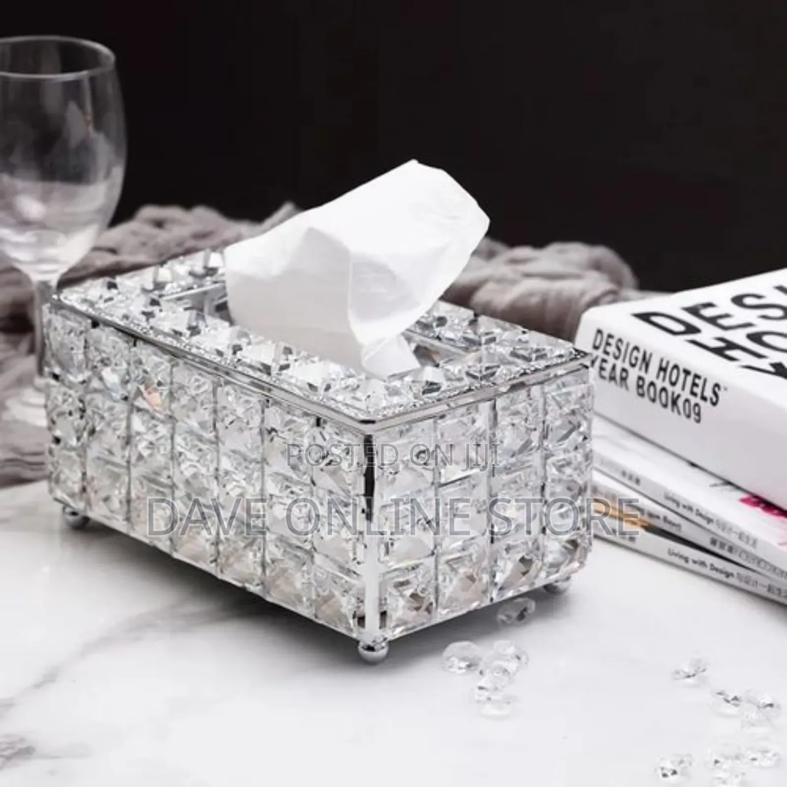 Crystal Paper Towel Box Living Room Car Storage Silver