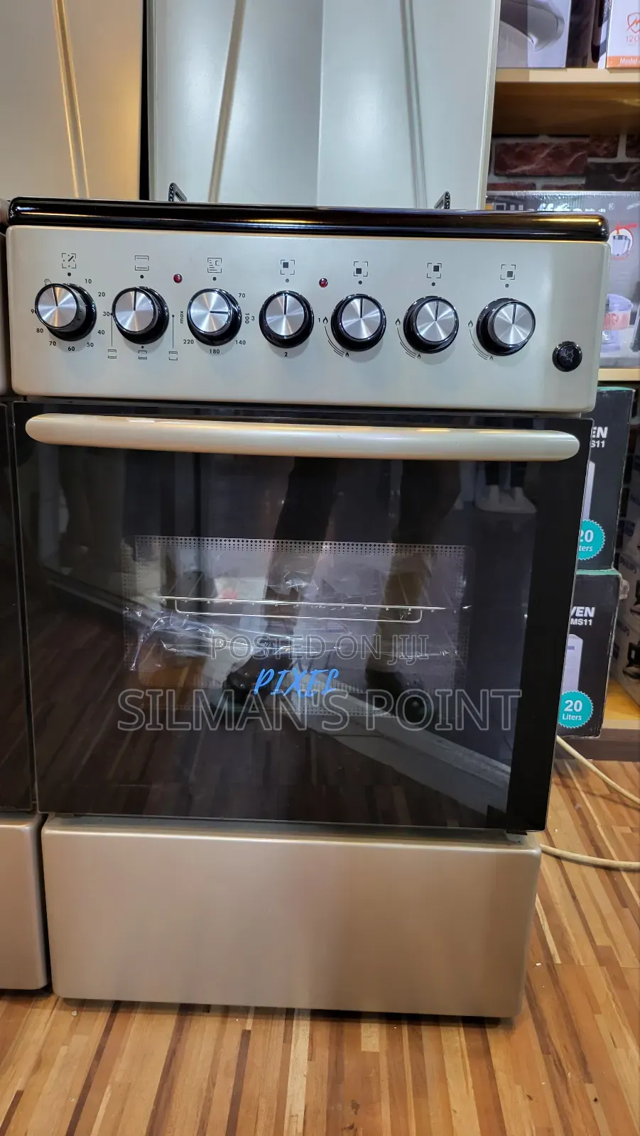 Pixel 60cm by 50cm Cooker Black on Silver