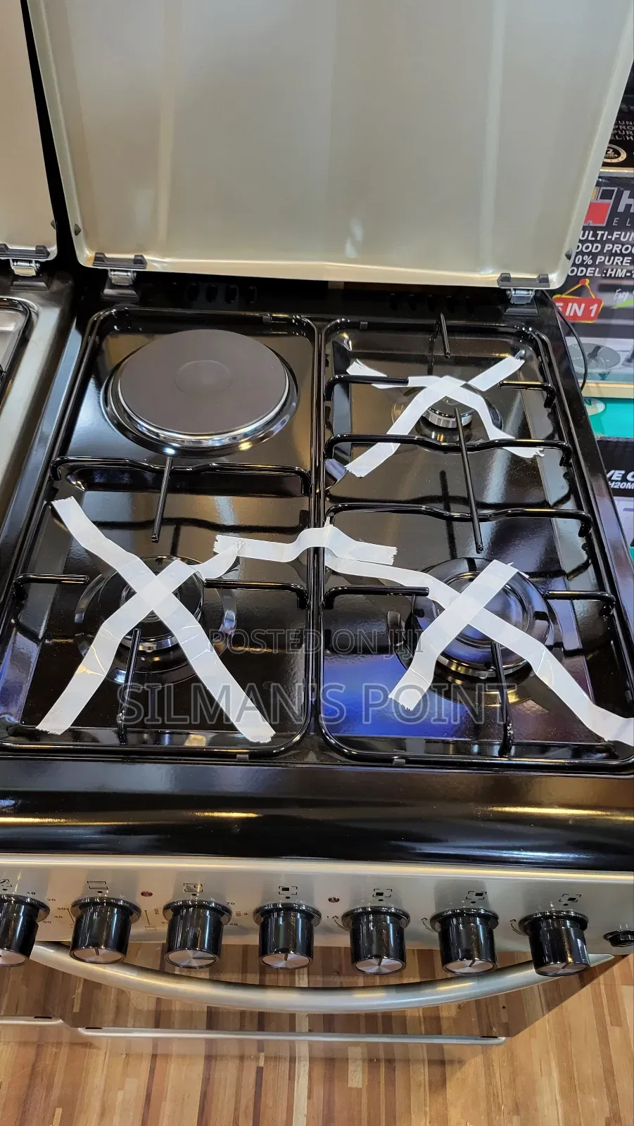 Pixel 60cm by 50cm Cooker Black on Silver