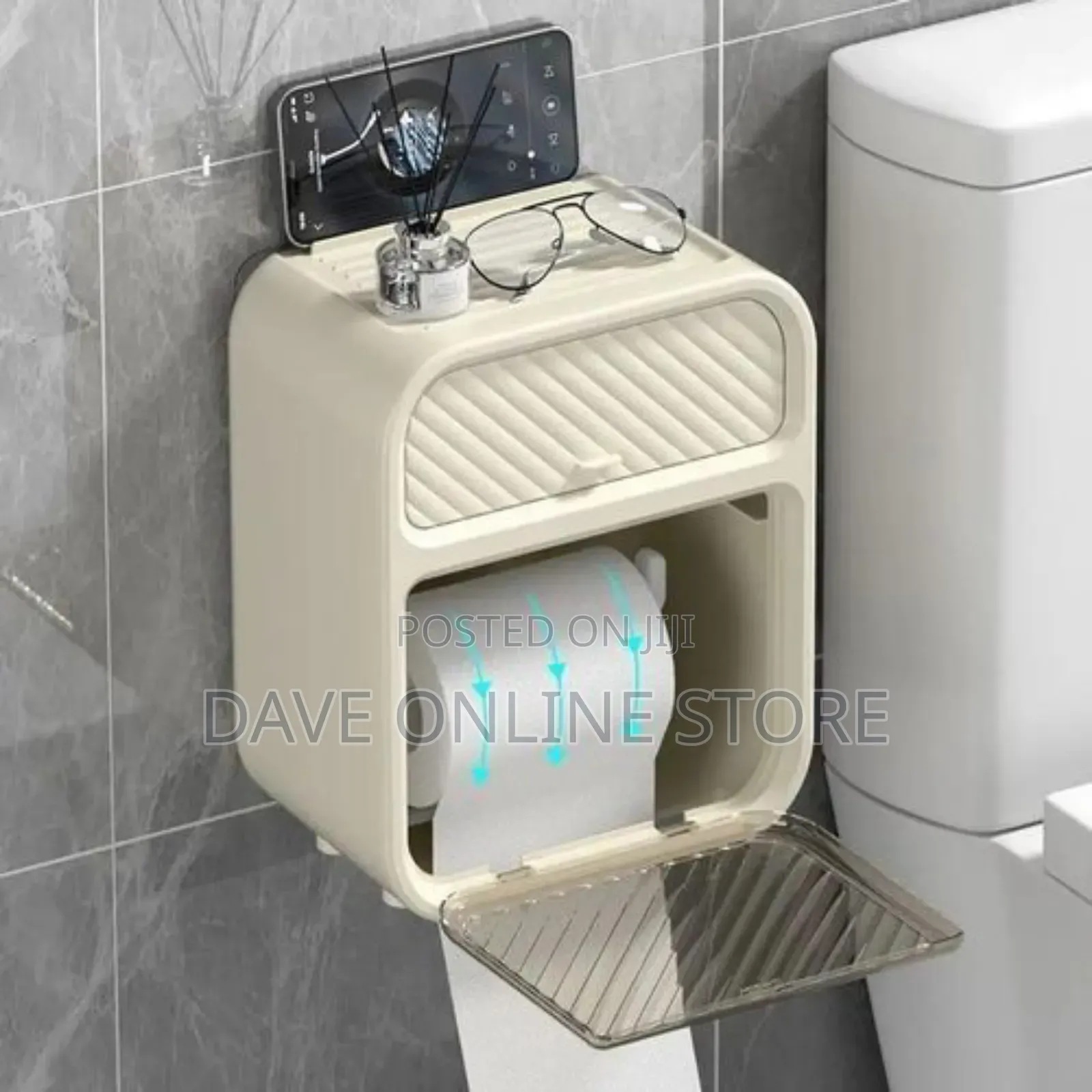 Toilet Paper Holder Bathroom Tissue Storage Box Wall Mount