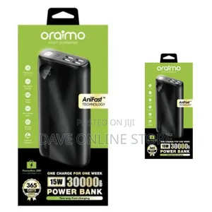 Oraimo Digital Charging 30000mah Power Bank - Black, White