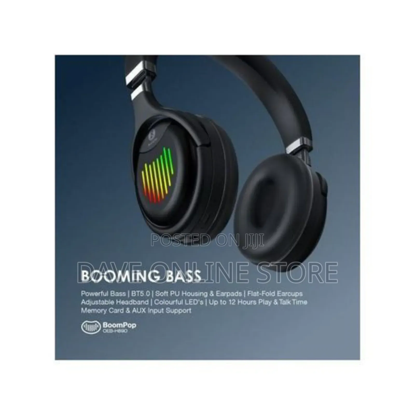 Oraimo Boompop Over-Ear Bluetooth Wireless Headset - Black