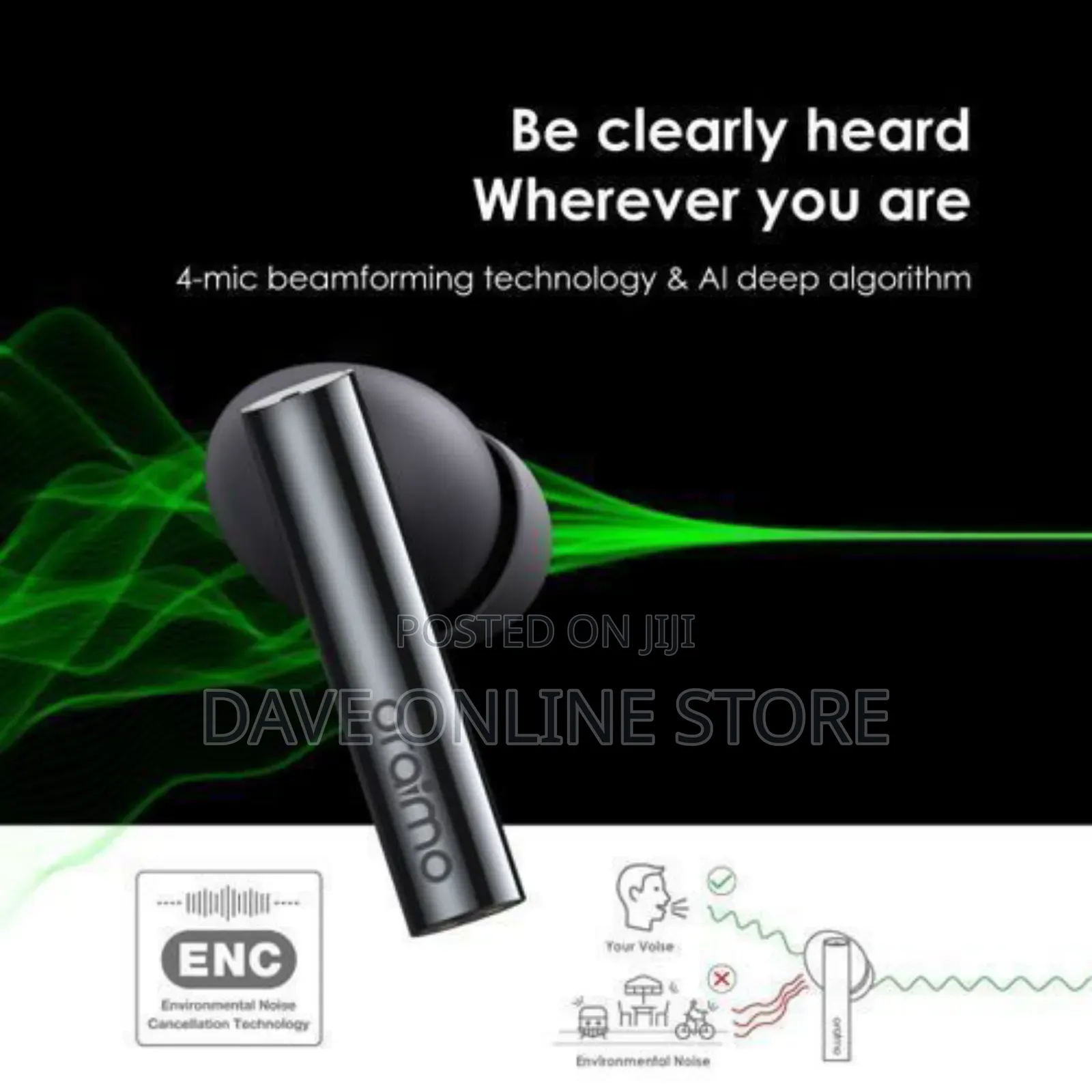 Oraimo Freepods Pro ANC TWS True Wireless Earbuds-Black