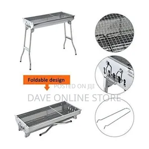 Portable Folding Stainless Steel Charcoal BBQ Grill Smoker,