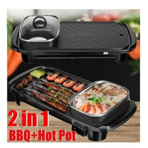 2 In1electric Baking Pan, Cooking Soup Hot Pot BBQ Grill