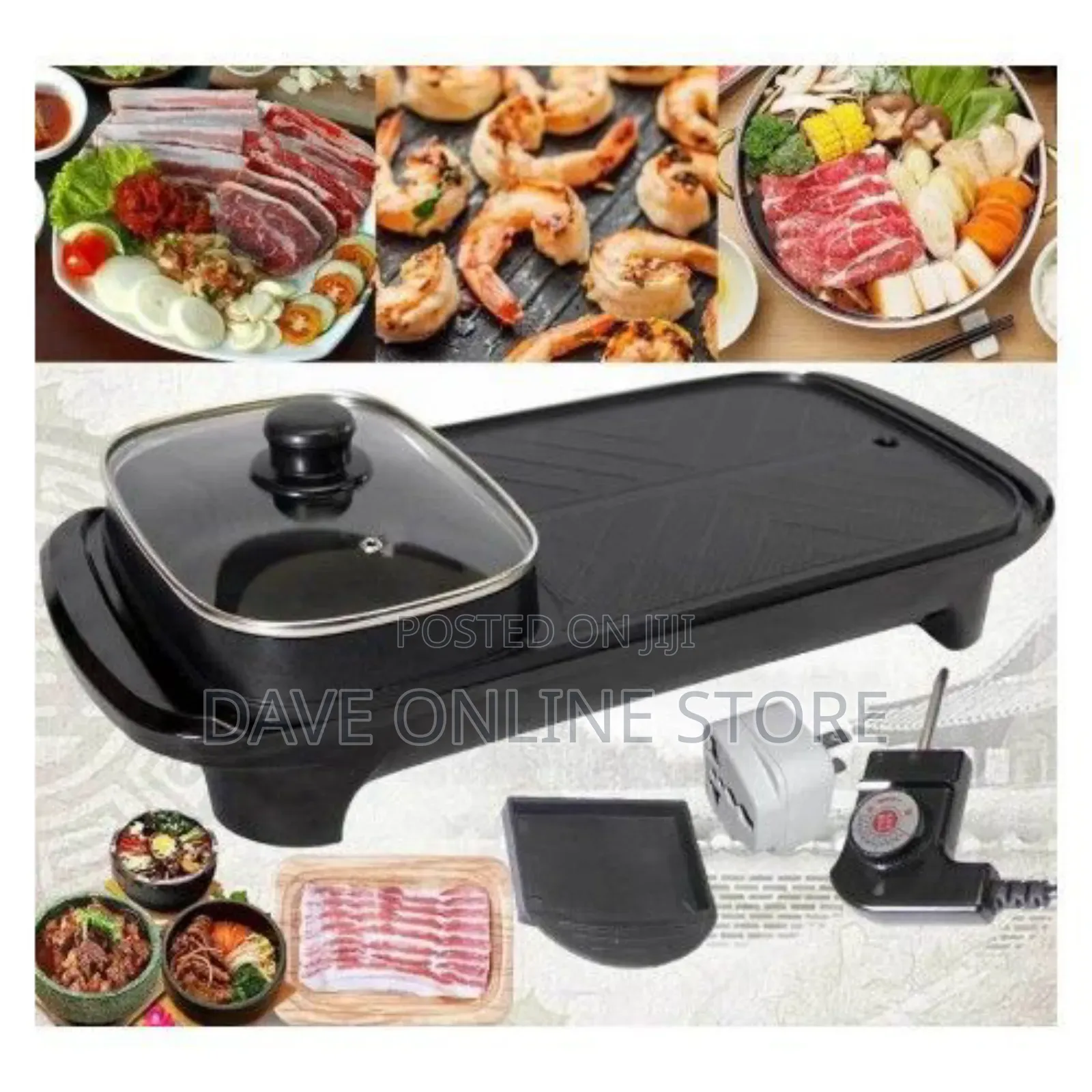 2 In1electric Baking Pan, Cooking Soup Hot Pot BBQ Grill