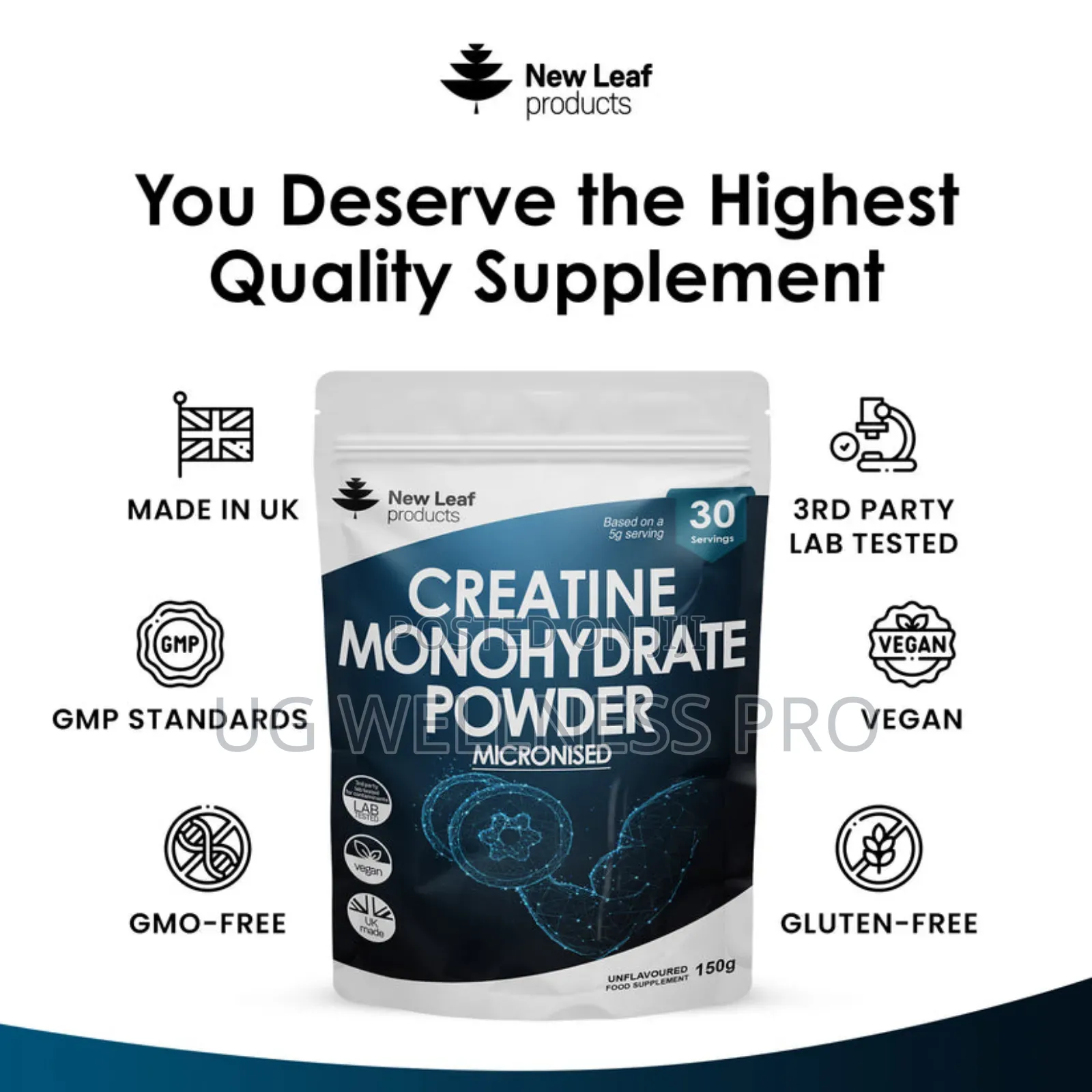New Leaf Creatine Monohydrate Powder 150g 30 Servings