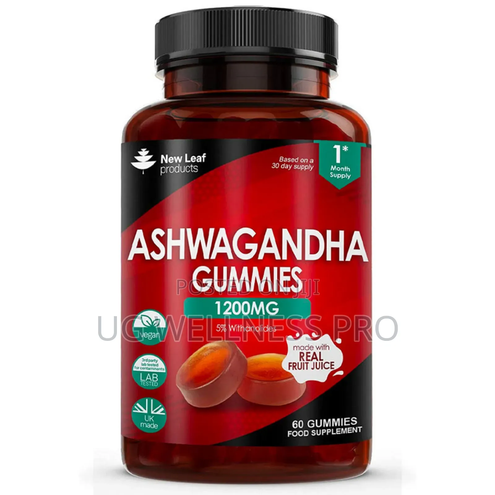 New Leaf Ashwagandha Gummies 1200mg – High Strength 30 Serv