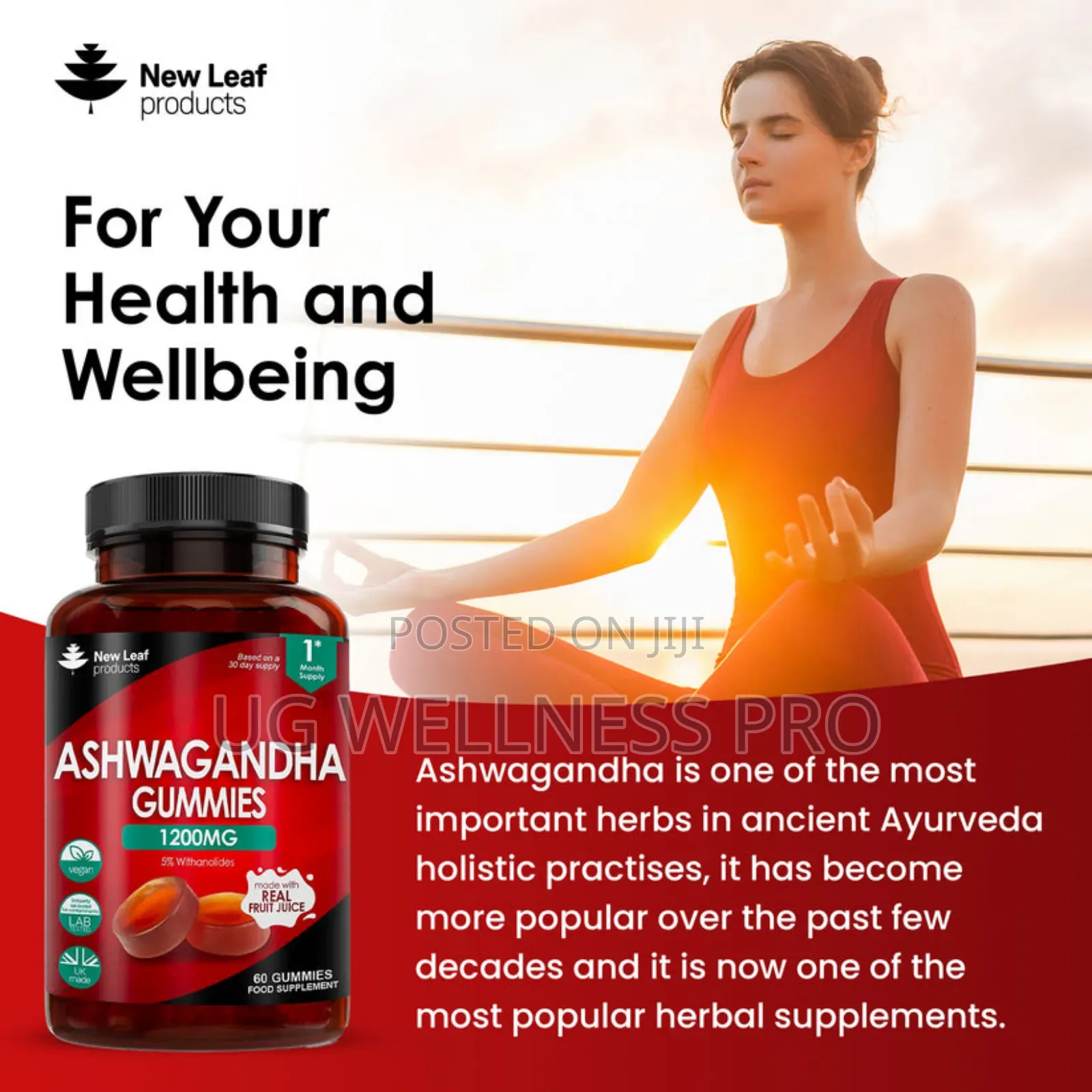 New Leaf Ashwagandha Gummies 1200mg – High Strength 30 Serv