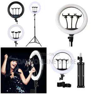 18 Inch Bright LED Ring Light With 3 Colors - Black