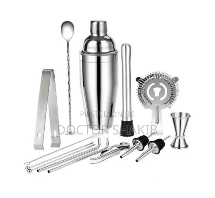 Drink Mixing Cocktail Shaker Kit-Silver