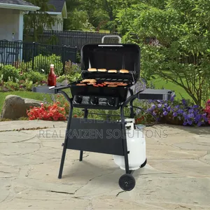 3 Burner Porcelain Coated LPG Gas Grill With Side Shelves