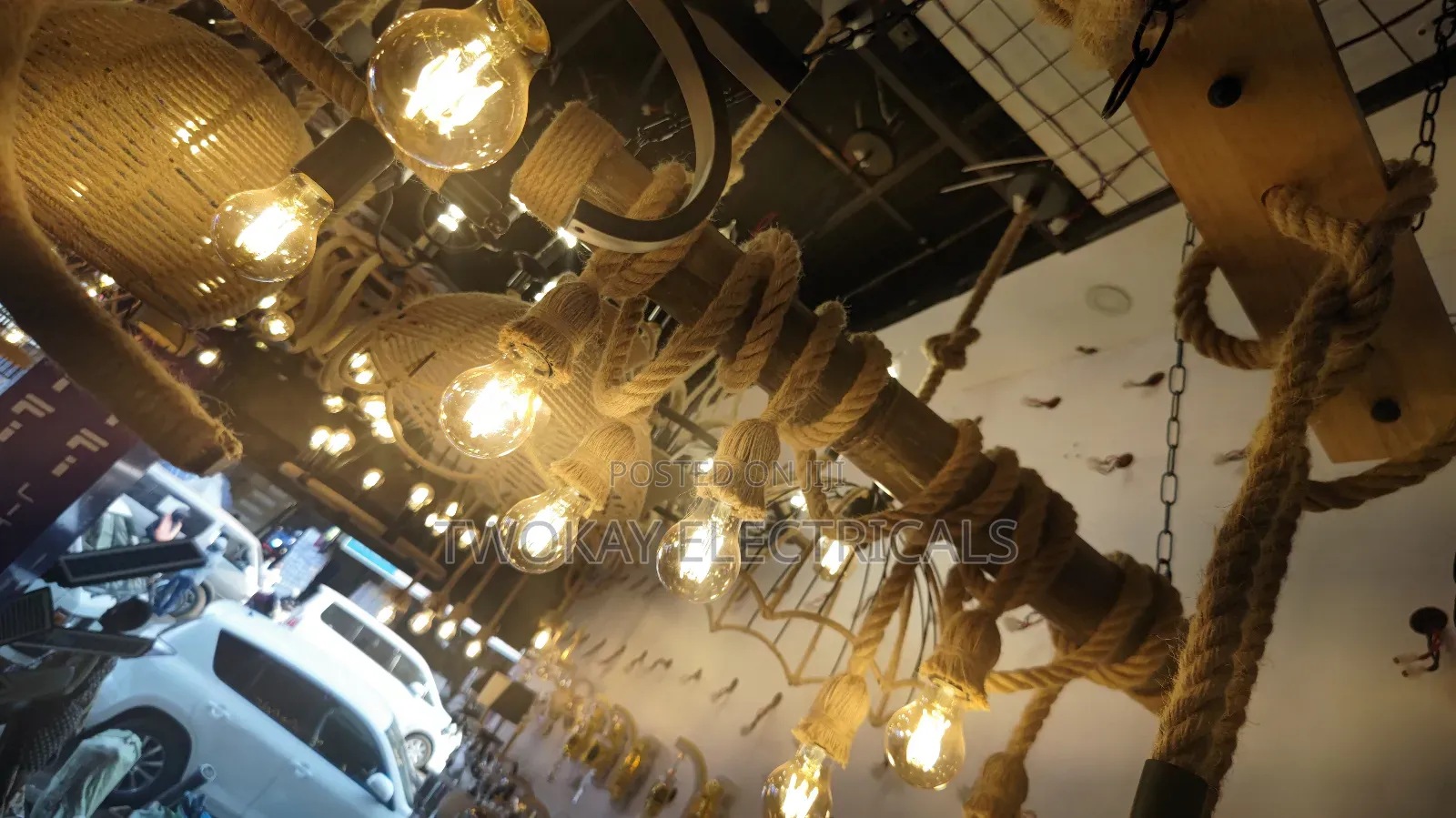 Bambo and Rope Pendant Ceiling Light Craft Chandelier