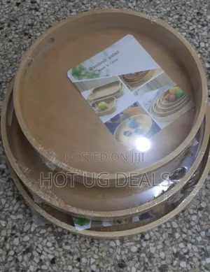 Bamboo Weaving Sieve Wooden Round Serving Tray Set of 3pcs