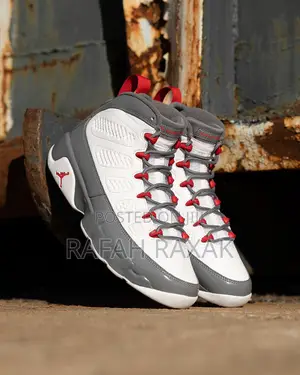 Original Air Jordan 9 Retro (Fire Red) Grey/White Sneakers