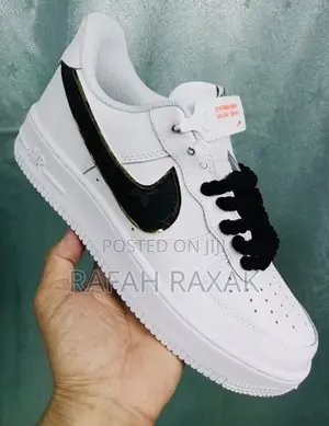 Original Big Laces Nike Air Force 1 White Black Tick Sneaker
