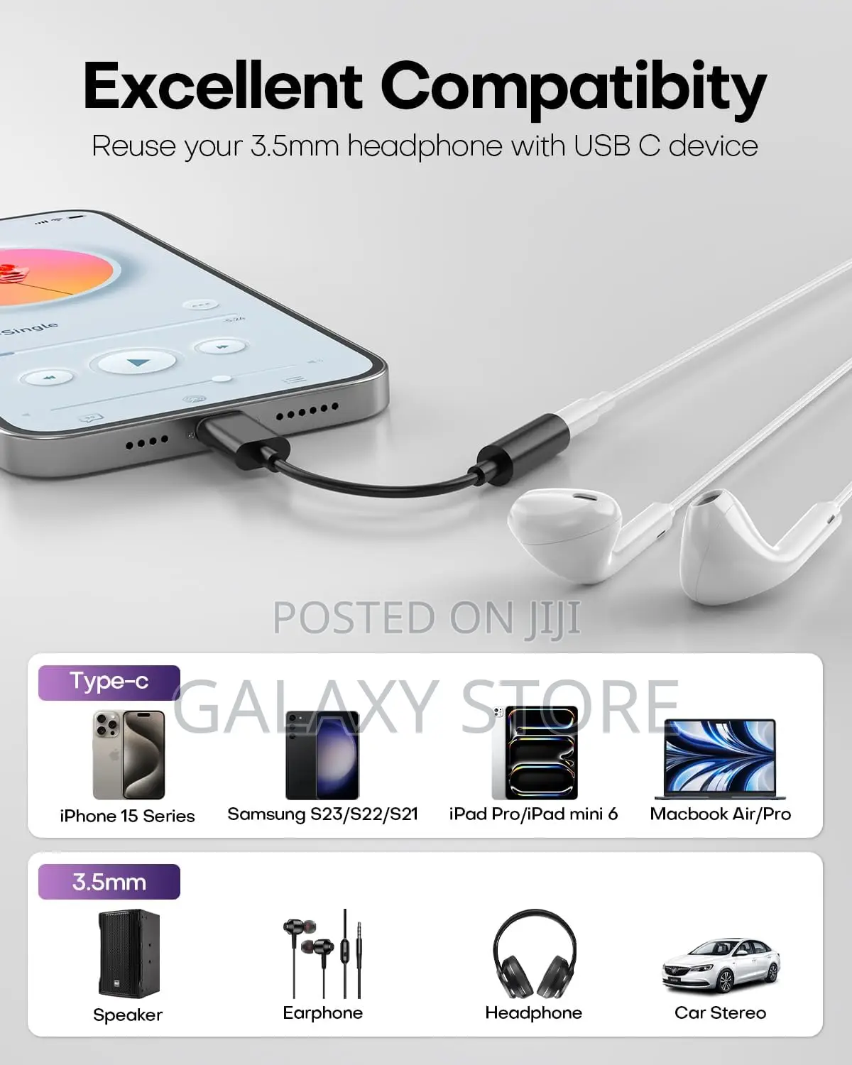 USB C to 3.5 Mm Female Headphone Jack Adapter Type C to Aux
