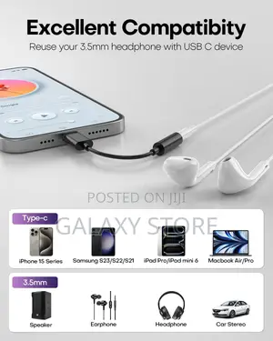 USB C to 3.5 Mm Female Headphone Jack Adapter Type C to Aux