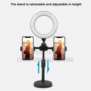 6-Inch Video Light LED Ring Fill Light Stand 2 Phone Clamps