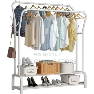 Carbon Steel Double Pole Coat Rack Clothes Drying Rail