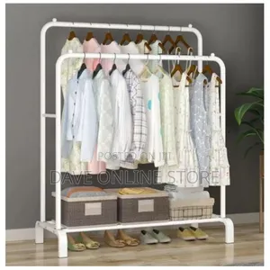 Carbon Steel Double Pole Coat Rack Clothes Drying Rail