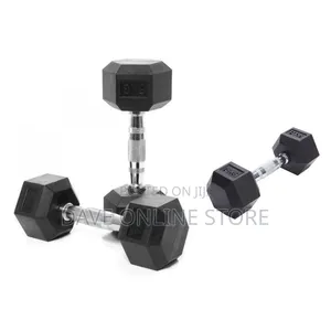 A Pair of 5kg Hex Dumbbells - Black,Silver