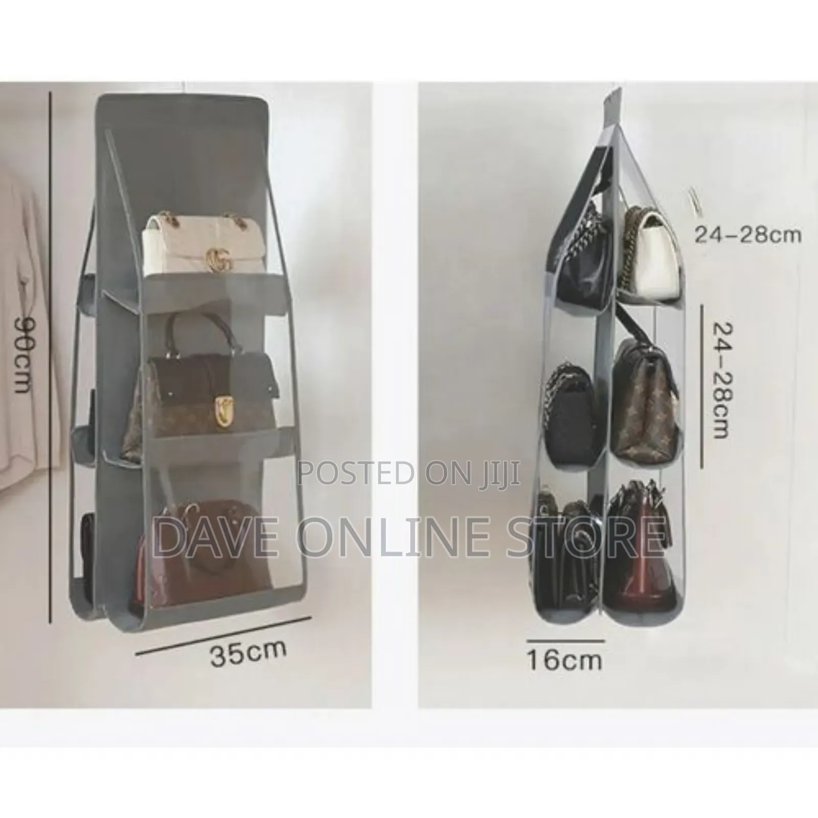 6 Pockets Handbag Hanging Storage Organizer Bag Tidy-Grey