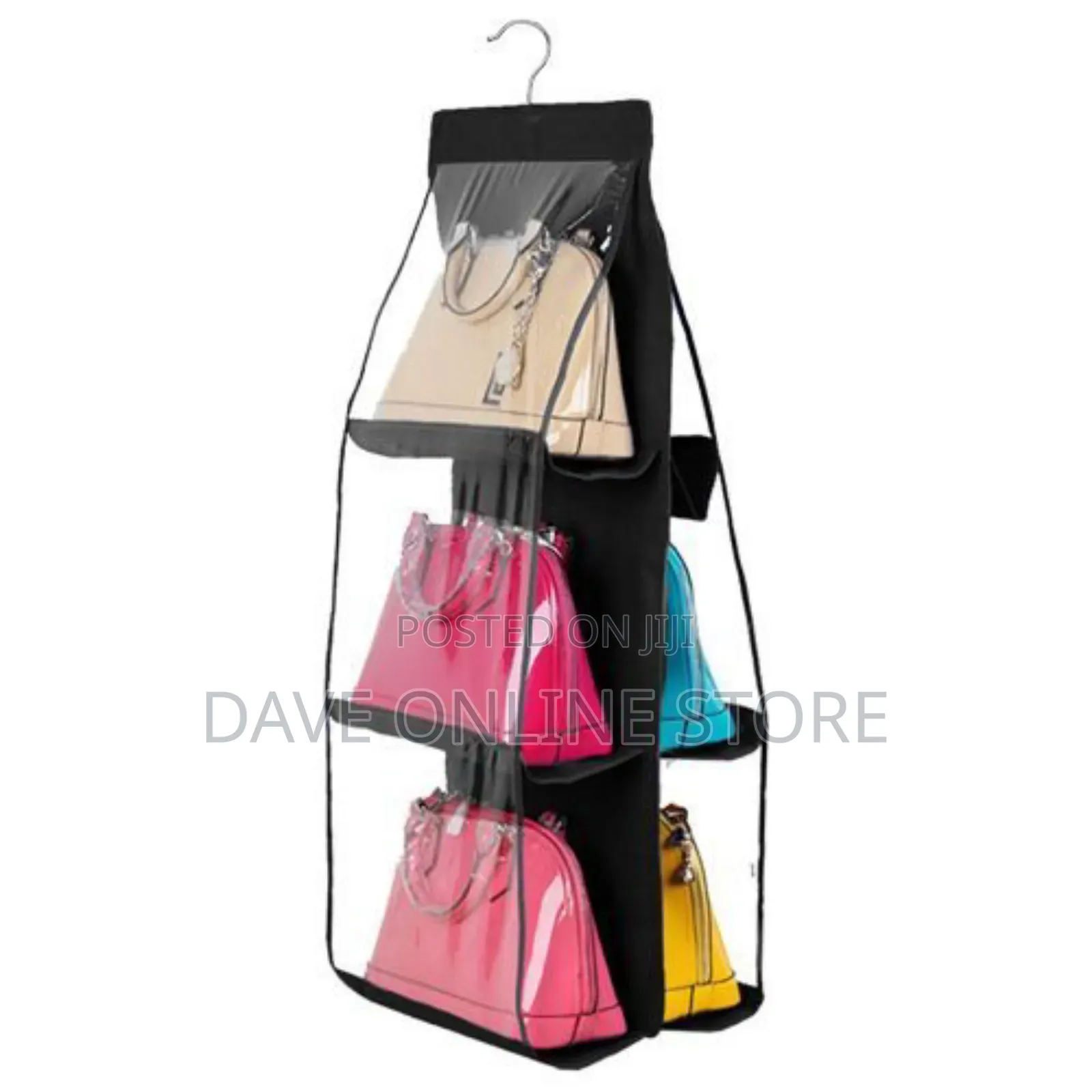 6 Pockets Hanging Handbag Purse Organizer Wardrobe,Black