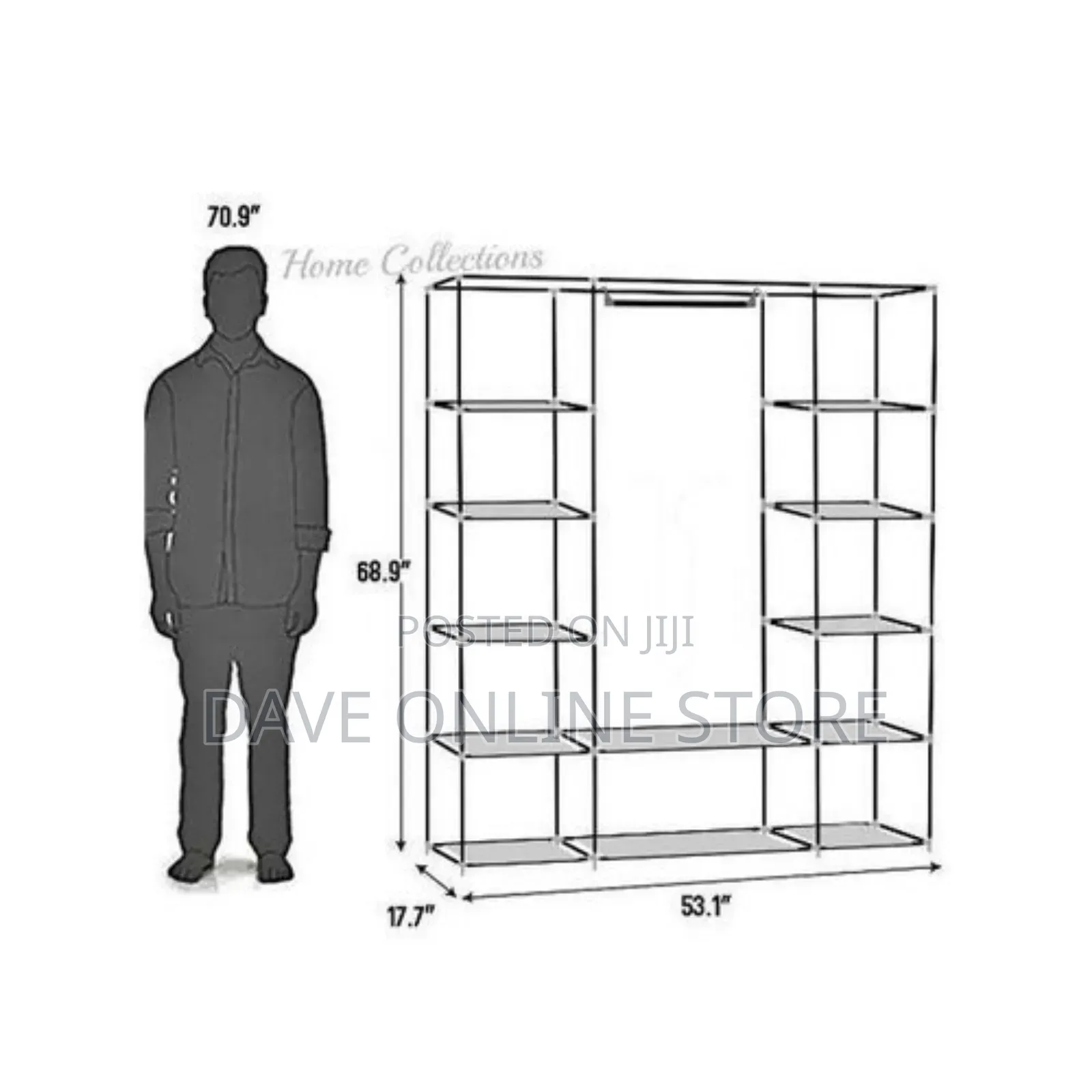 3 Column Cloth Frame Wardrobe - Maroon, Not Assembled.
