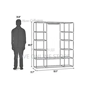 3 Column Cloth Frame Wardrobe - Maroon, Not Assembled.