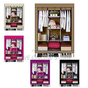 3 Column Cloth Frame Wardrobe Purple