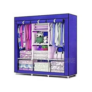 3 Column Cloth Frame Wardrobe Purple