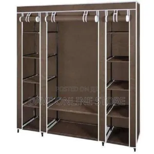 Elegant 3 Columns Wooden Frame Wadrobe, Brown